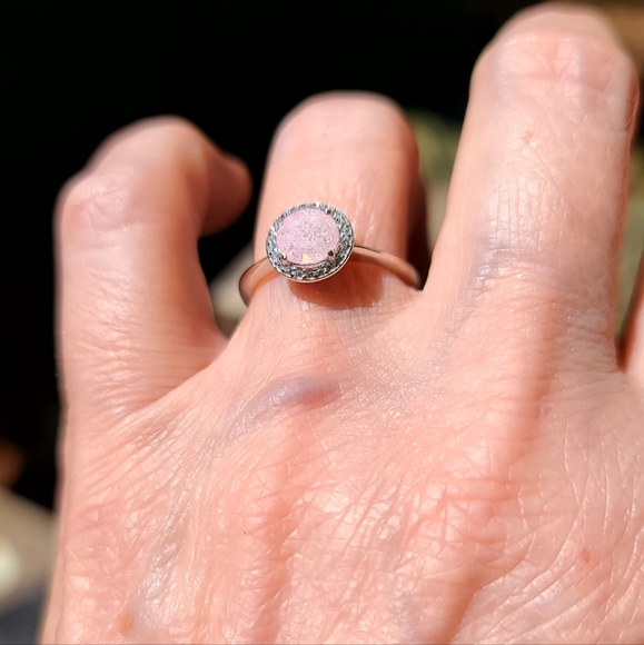 Stunning pink & white Topaz sterling ring sz6 - Picture 4 of 8